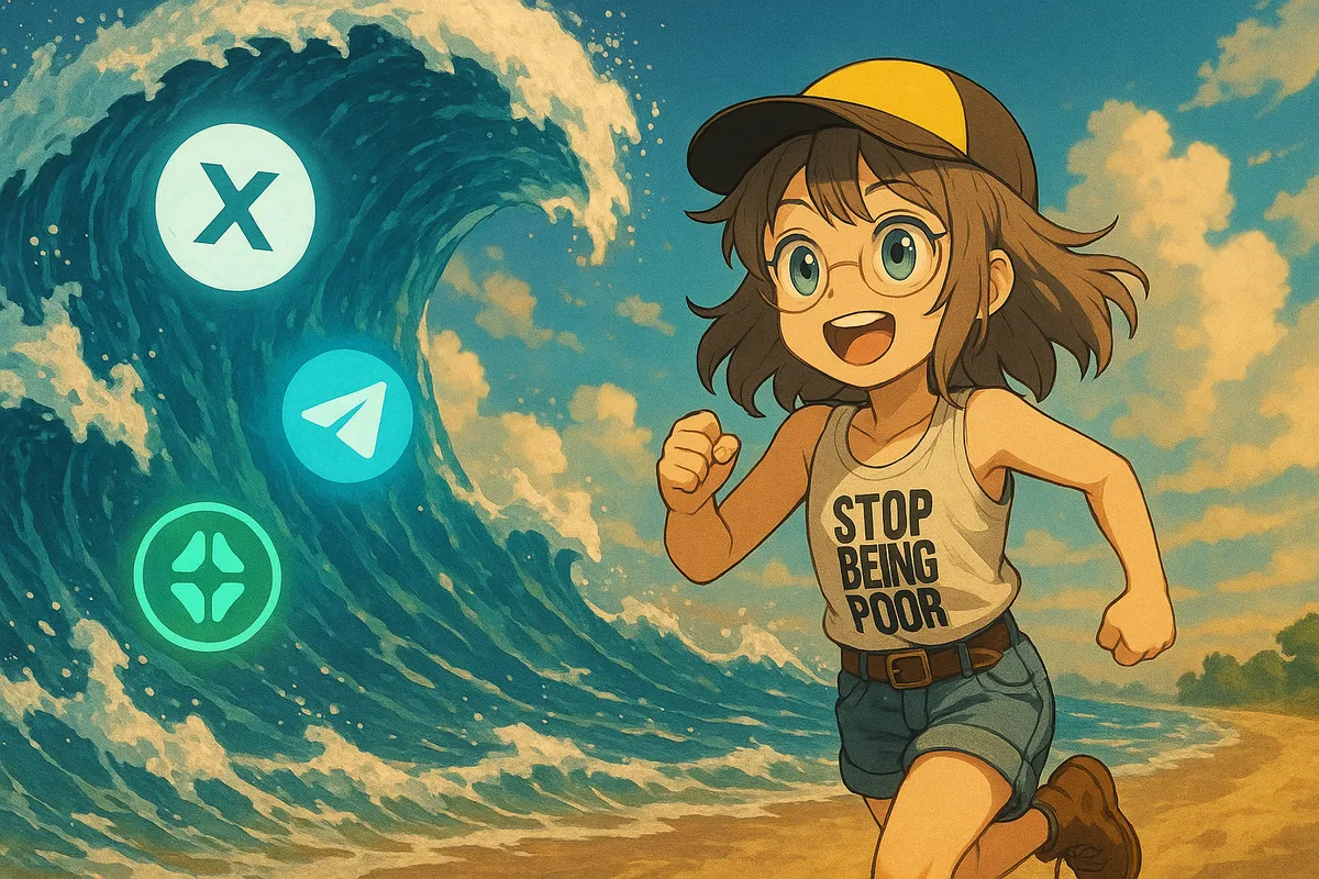 Ghibli Social Background with Wave